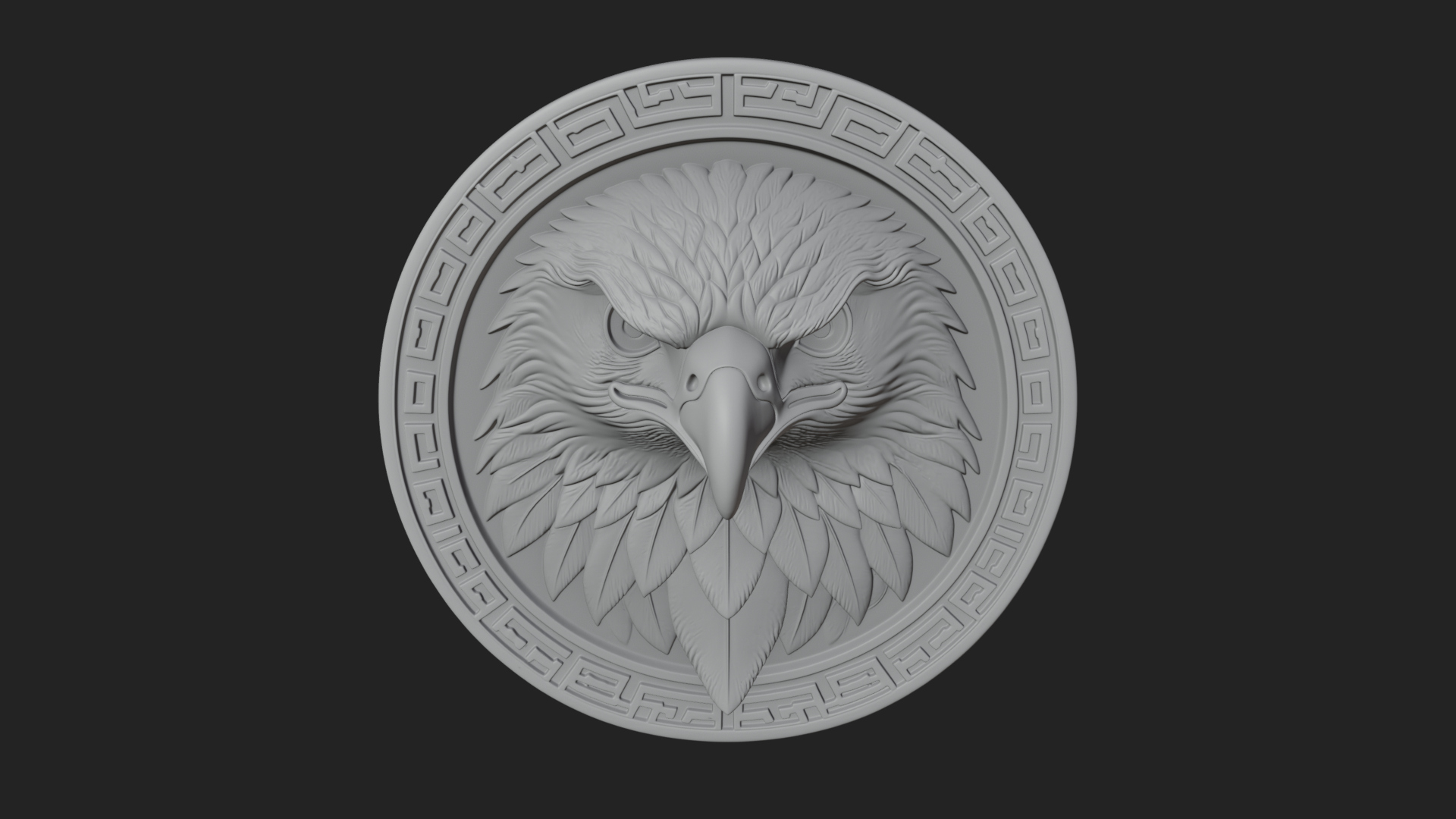 Eagle Head Oval Relief Plaque Design 4 3D Print Model 3D Model