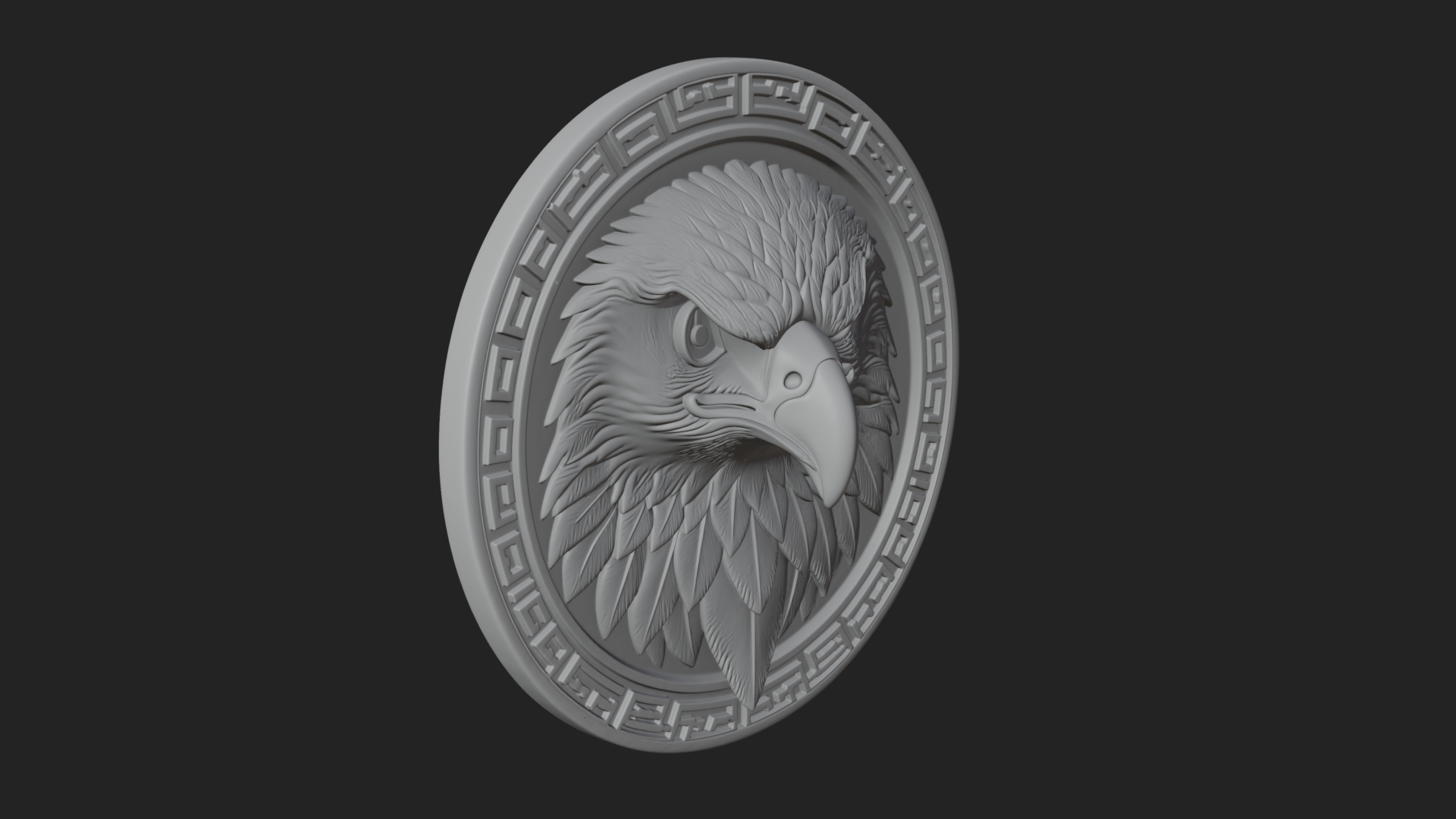 Eagle Head Oval Relief Plaque Design 4 3D Print Model 3D Model