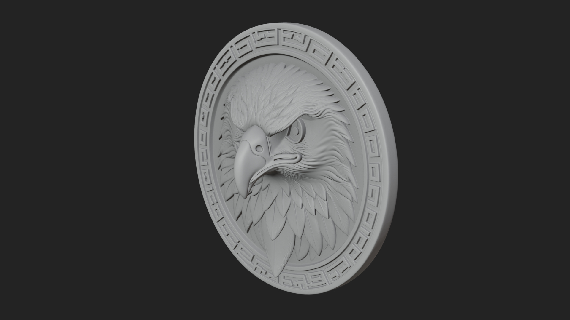 Eagle Head Oval Relief Plaque Design 4 3D Print Model 3D Model