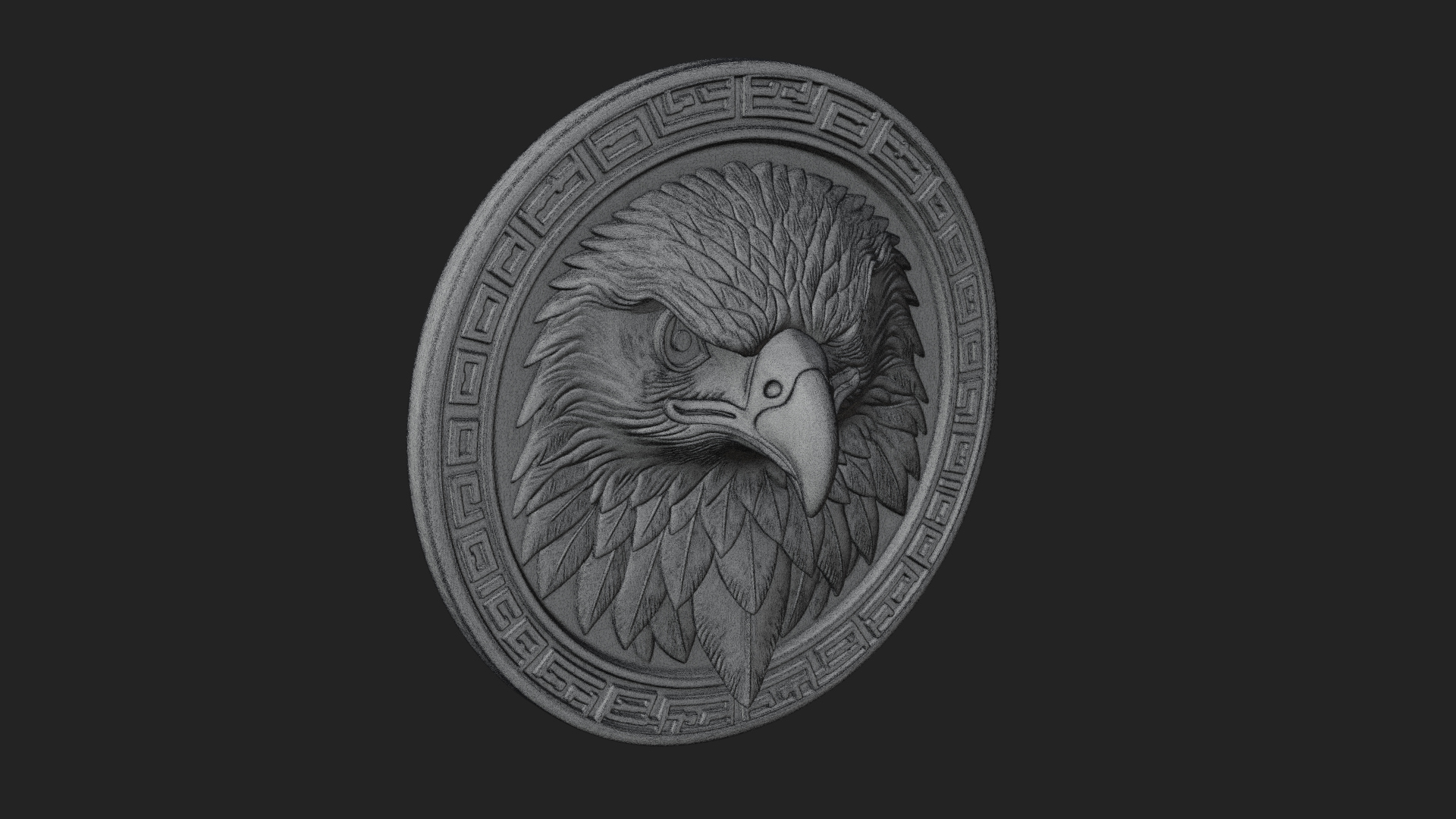 Eagle Head Oval Relief Plaque Design 4 3D Print Model 3D Model