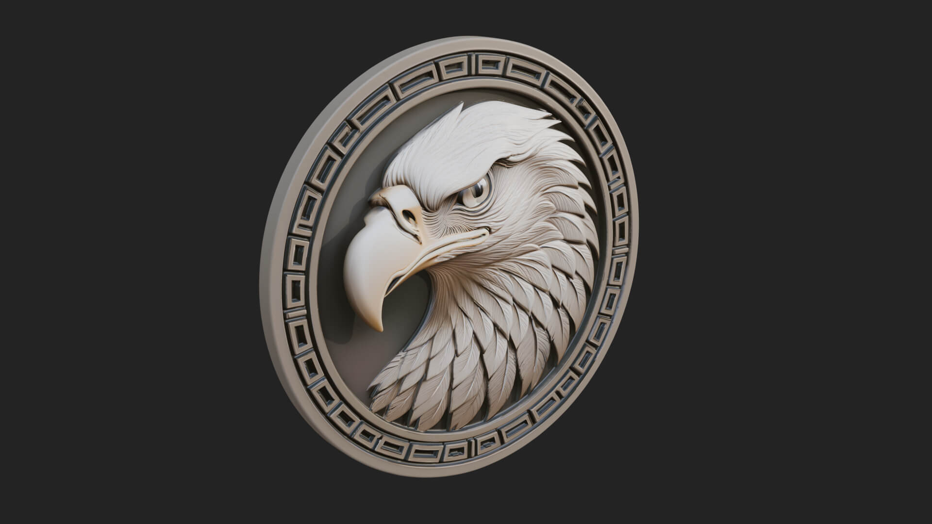 Eagle Head Oval Relief Plaque Design 5 3D Print Model 3D Model