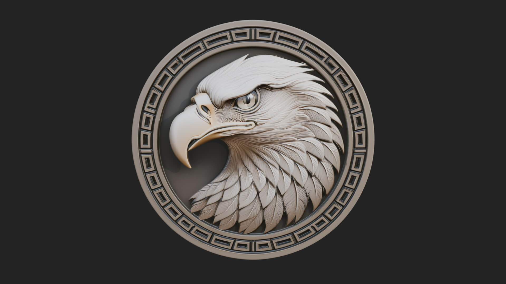 Eagle Head Oval Relief Plaque Design 5 3D Print Model 3D Model