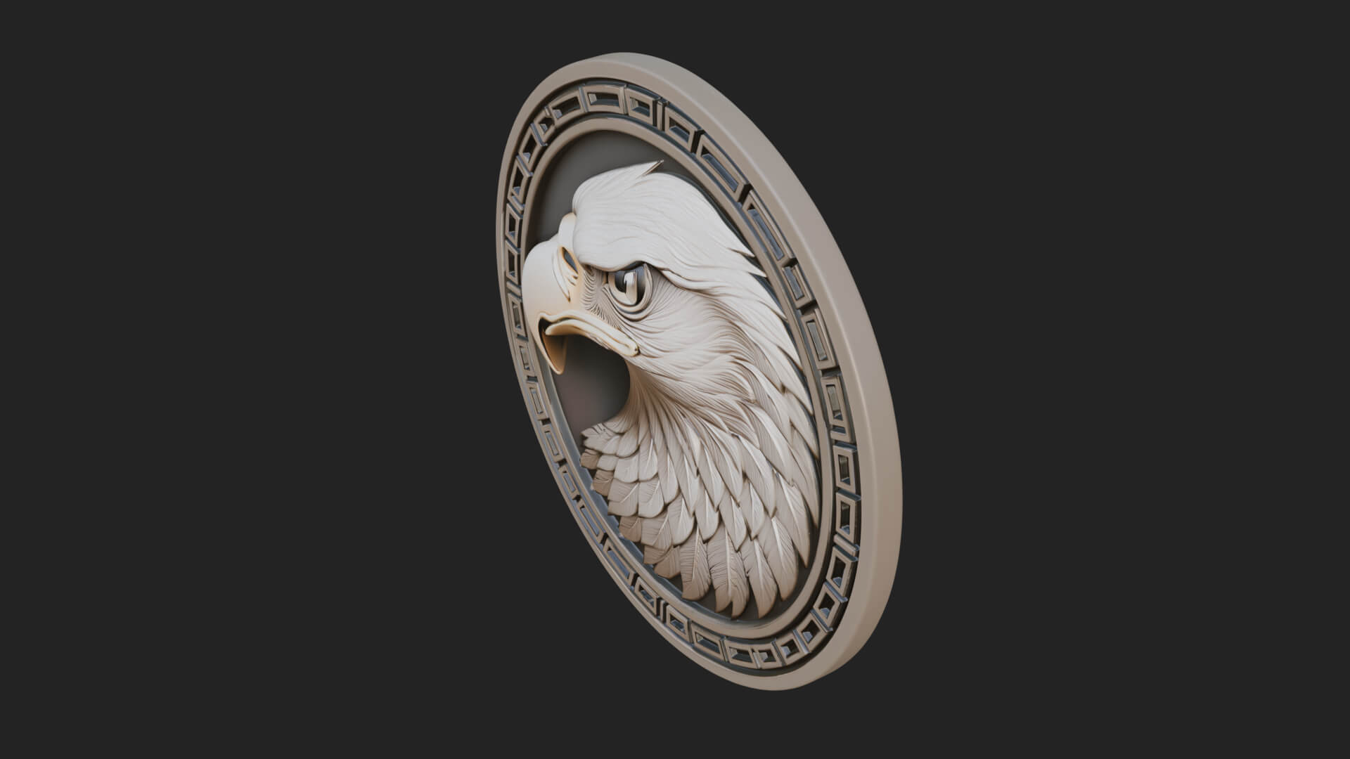 Eagle Head Oval Relief Plaque Design 5 3D Print Model 3D Model