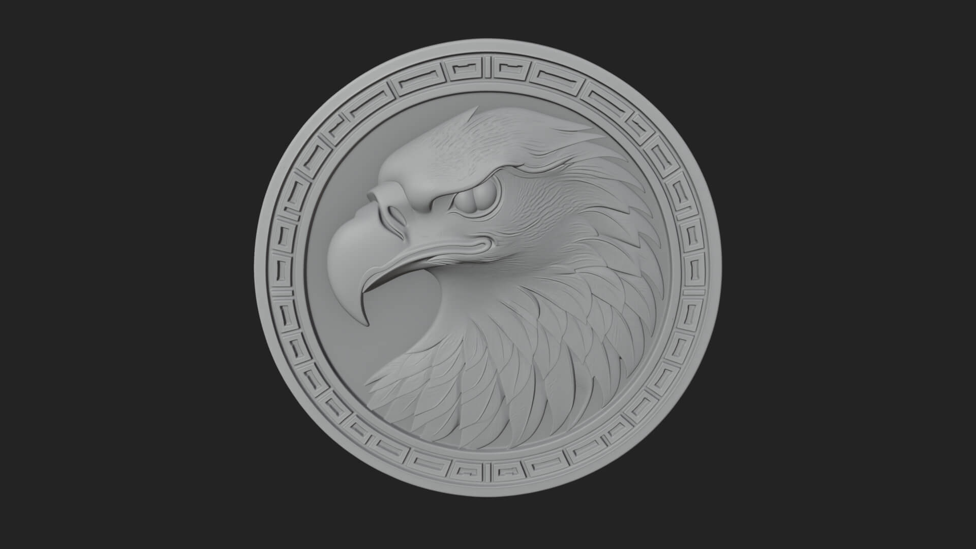 Eagle Head Oval Relief Plaque Design 5 3D Print Model 3D Model