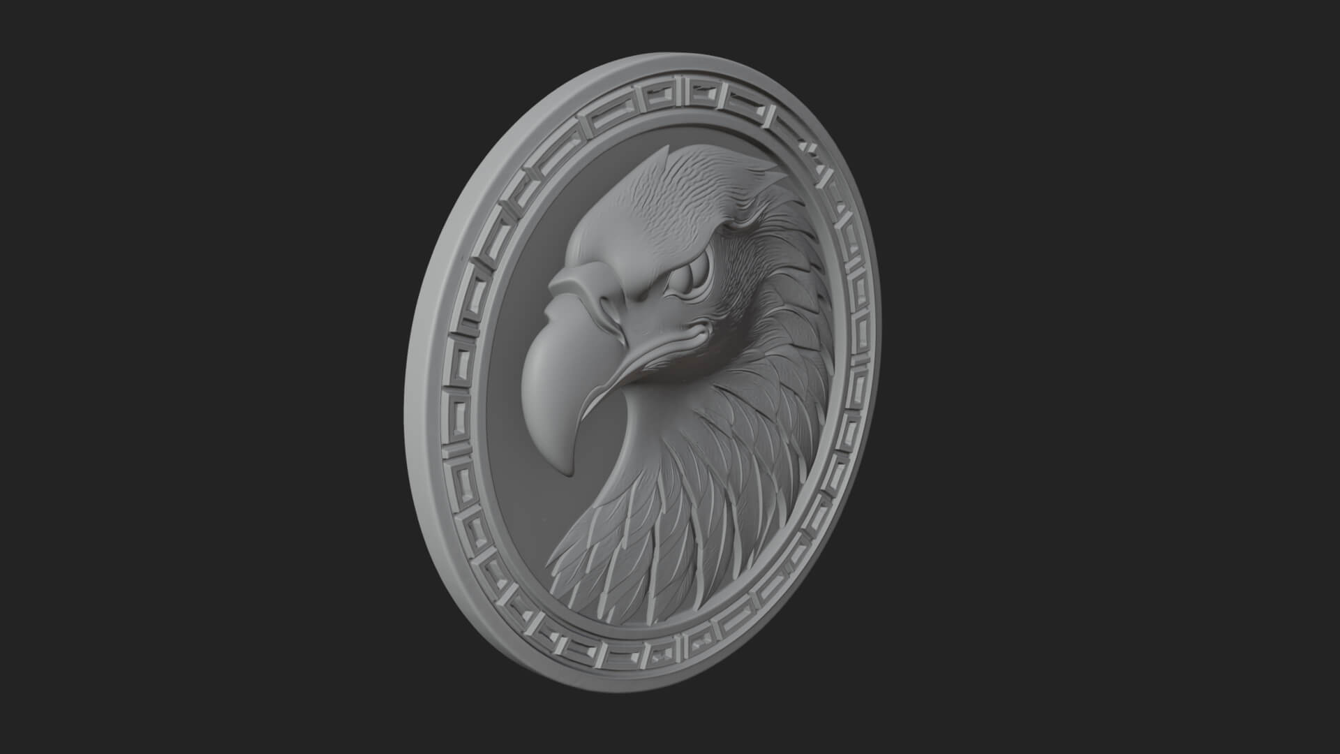 Eagle Head Oval Relief Plaque Design 5 3D Print Model 3D Model