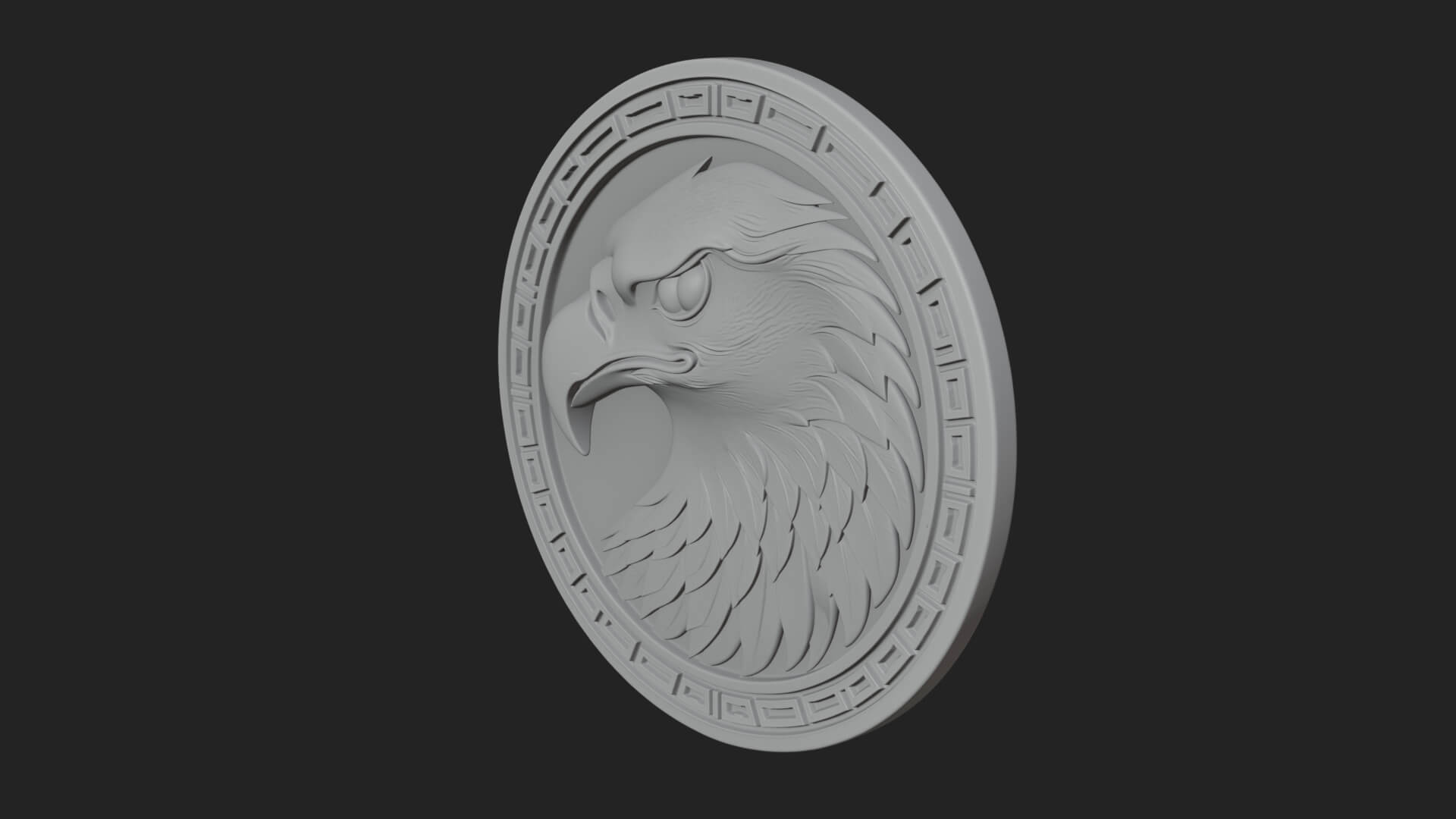 Eagle Head Oval Relief Plaque Design 5 3D Print Model 3D Model