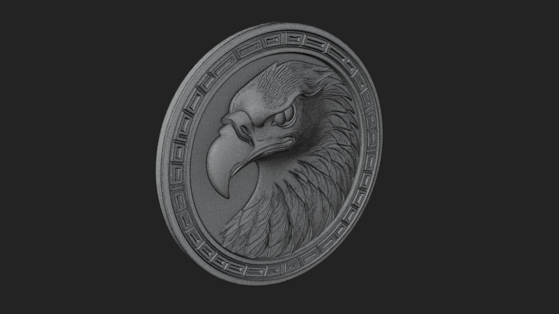 Eagle Head Oval Relief Plaque Design 5 3D Print Model 3D Model