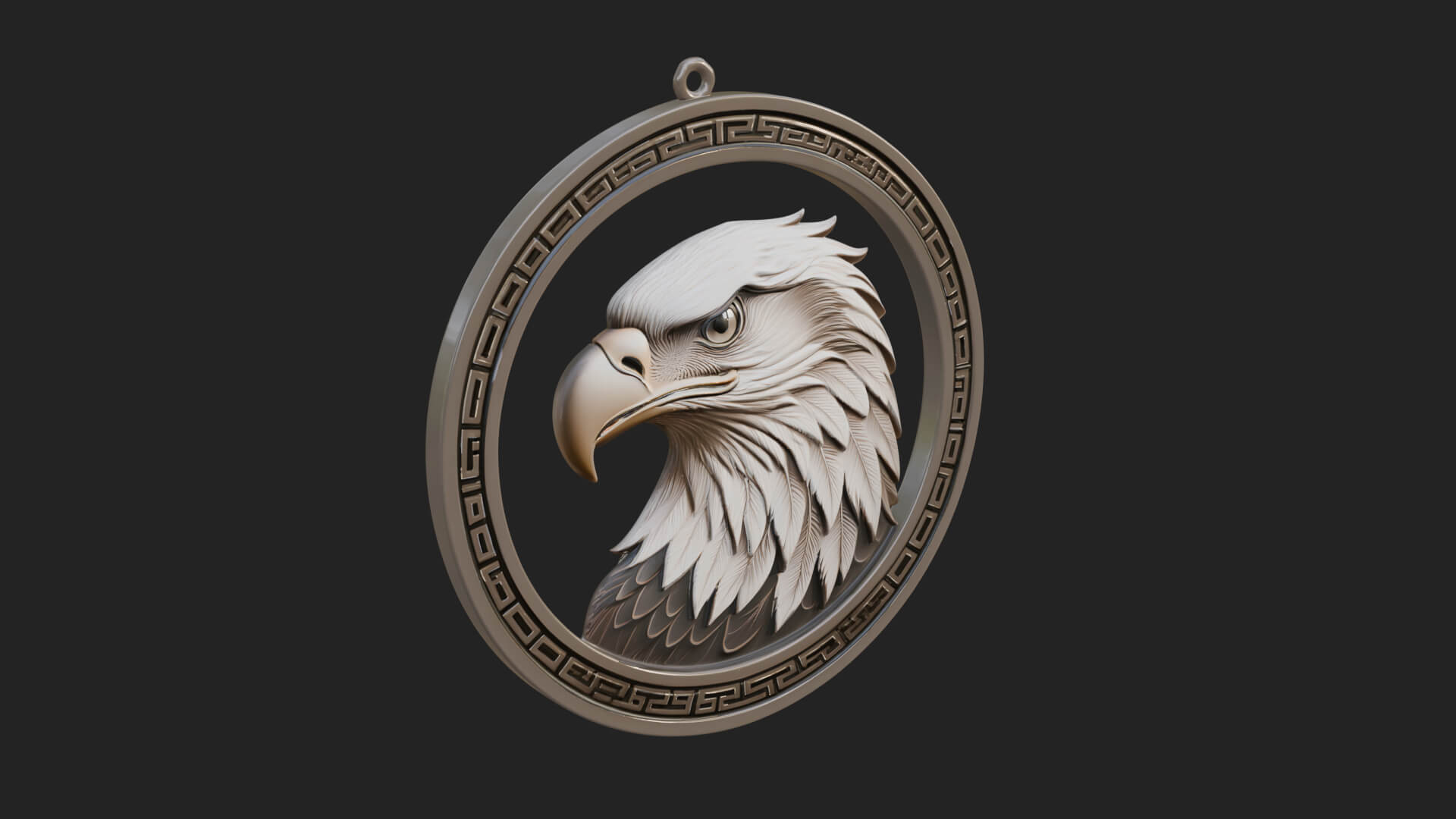 Eagle Head Oval Relief Plaque Design 6 3D Print Model 3D Model