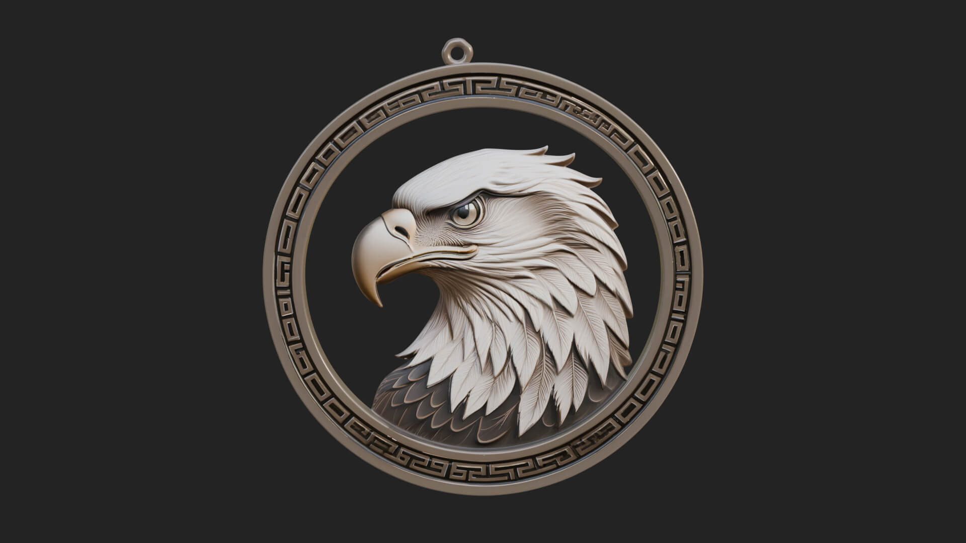 Eagle Head Oval Relief Plaque Design 6 3D Print Model 3D Model