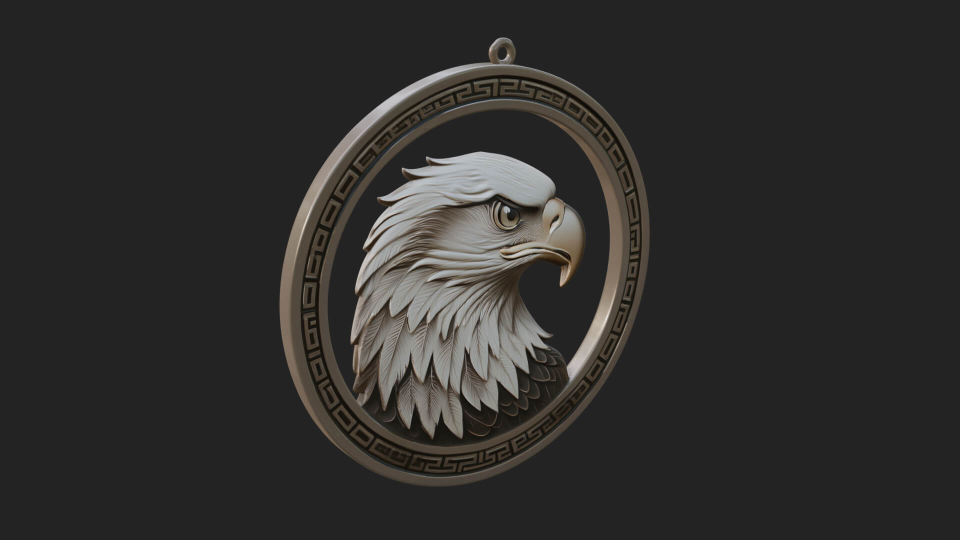 Eagle Head Oval Relief Plaque Design 6 3D Print Model 3D Model