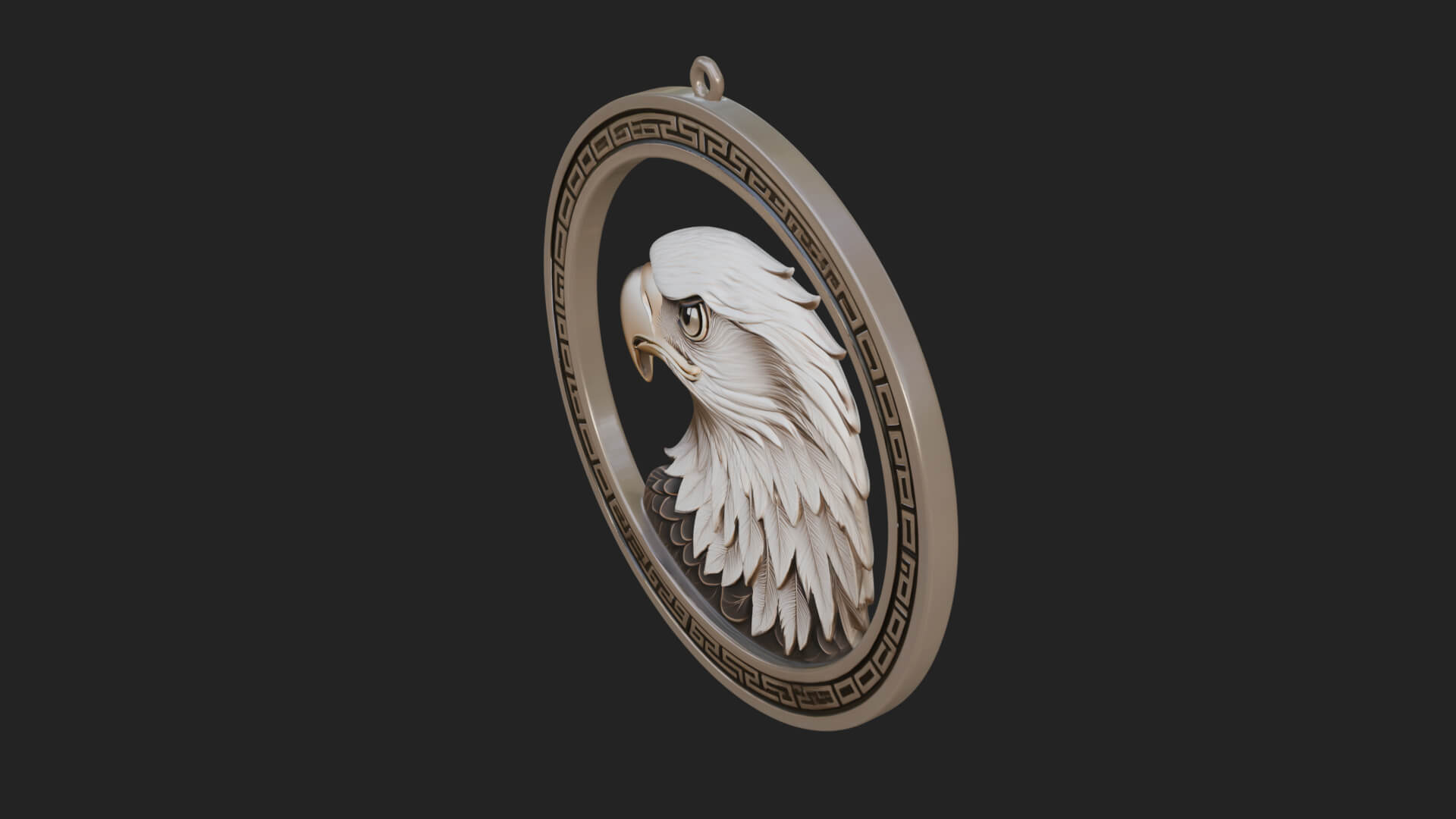 Eagle Head Oval Relief Plaque Design 6 3D Print Model 3D Model
