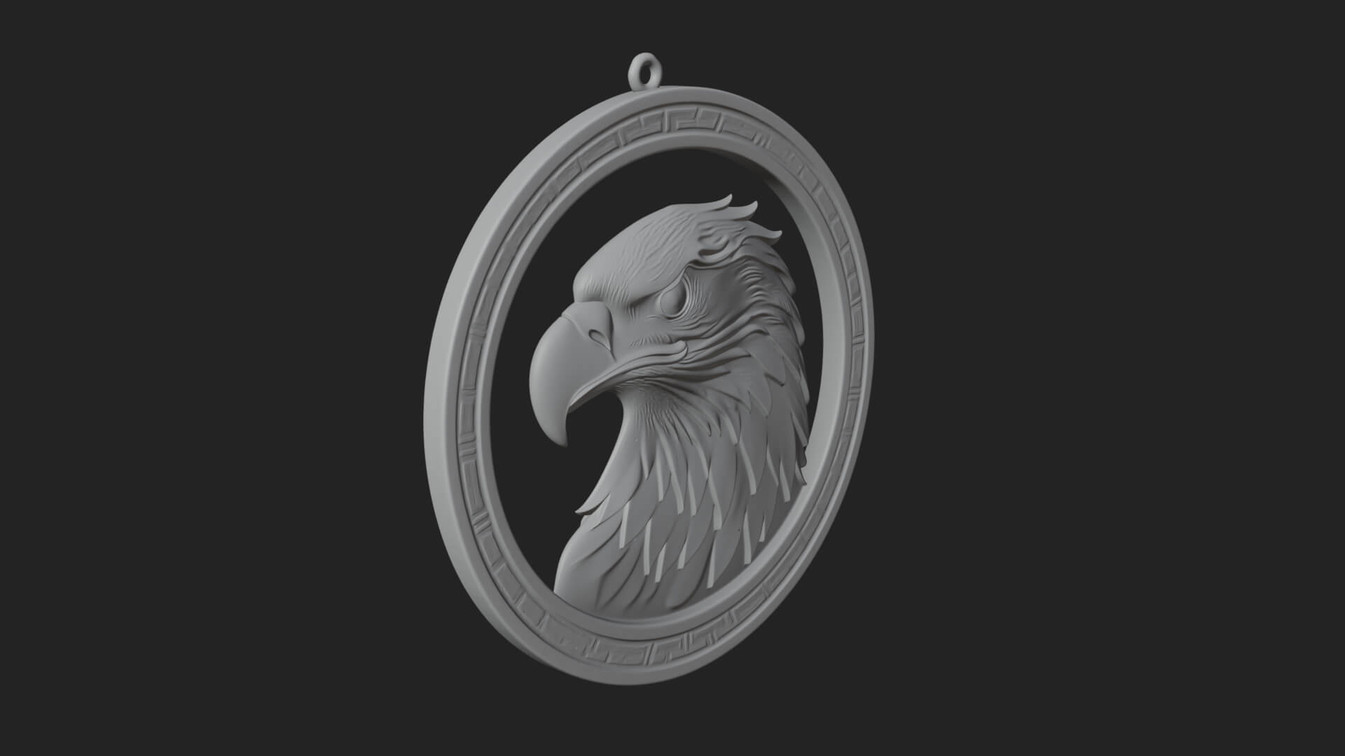 Eagle Head Oval Relief Plaque Design 6 3D Print Model 3D Model