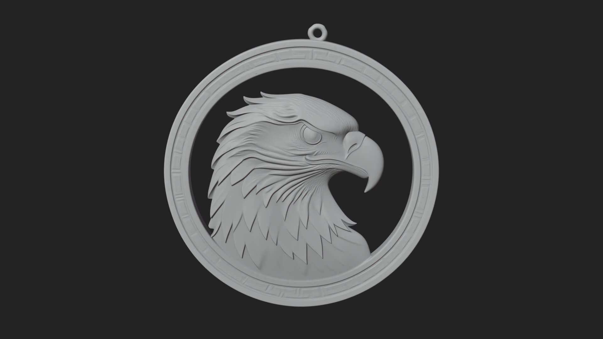 Eagle Head Oval Relief Plaque Design 6 3D Print Model 3D Model