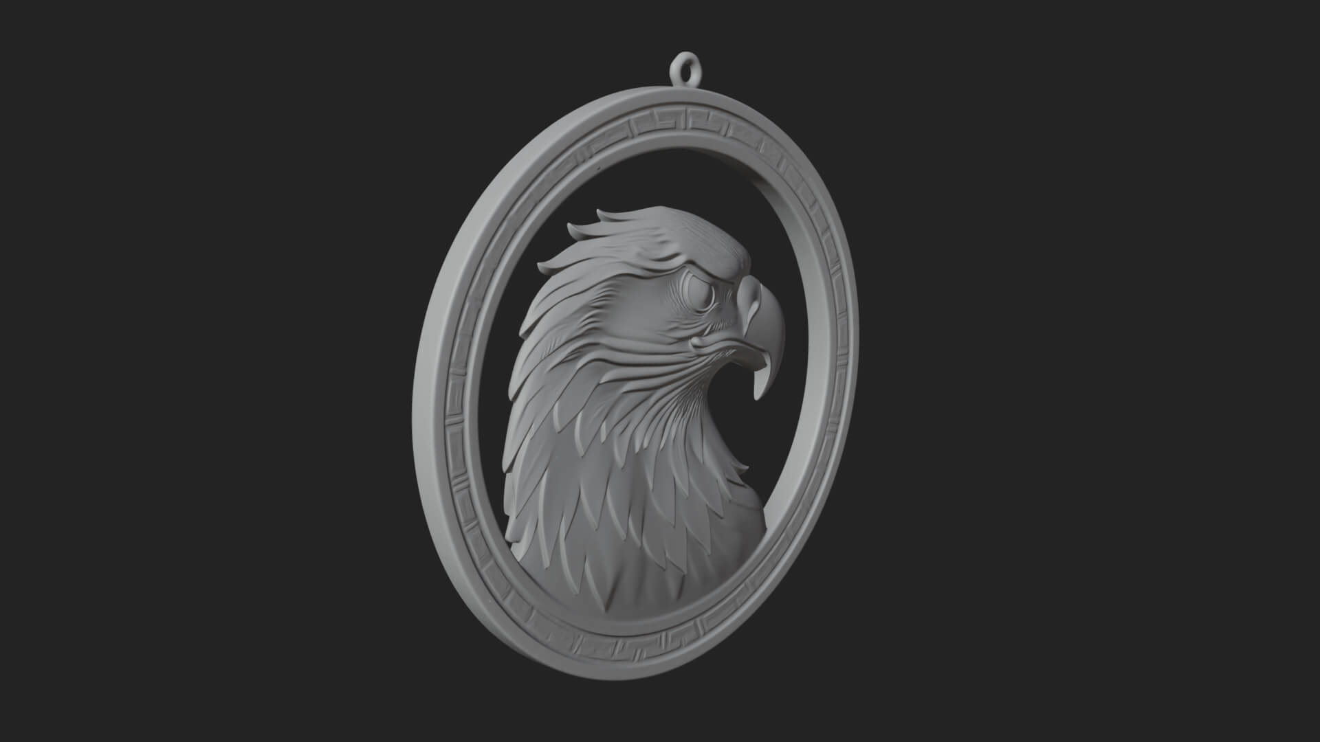 Eagle Head Oval Relief Plaque Design 6 3D Print Model 3D Model
