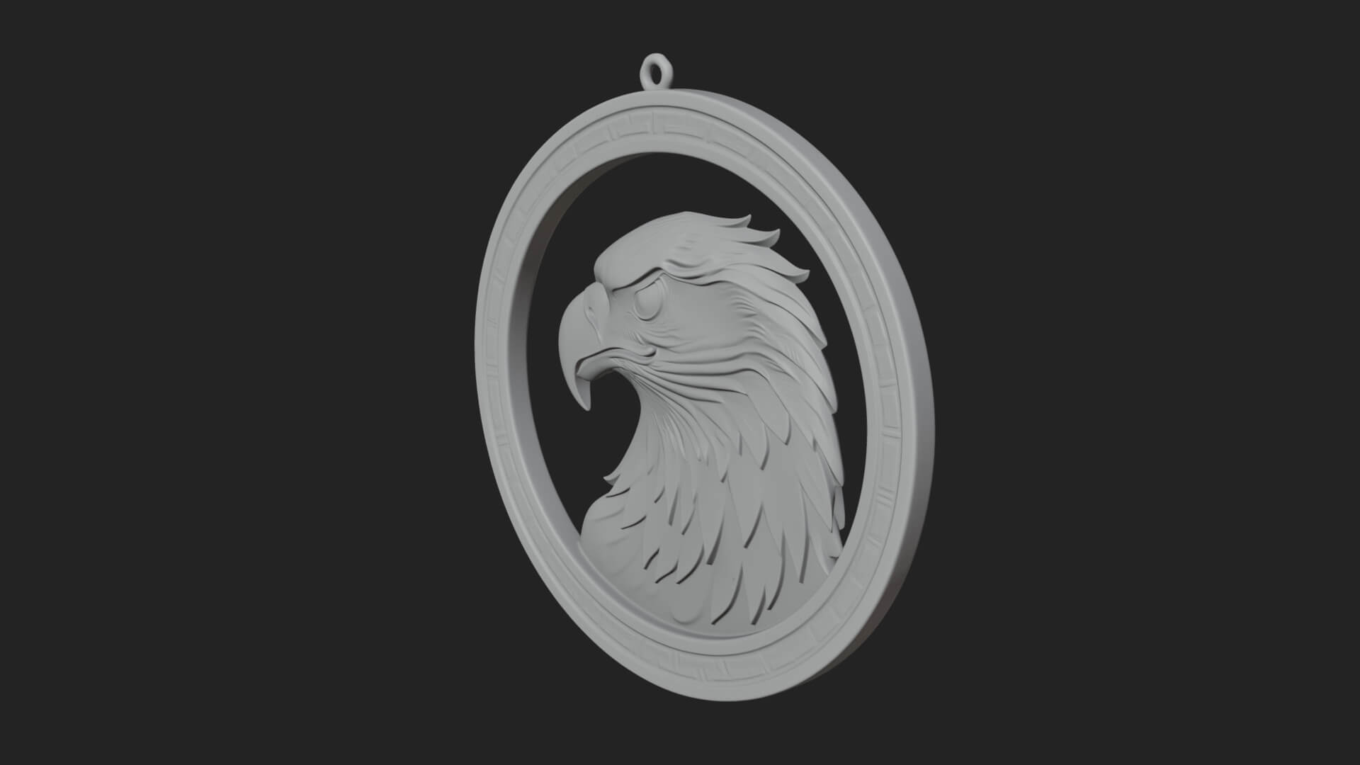 Eagle Head Oval Relief Plaque Design 6 3D Print Model 3D Model