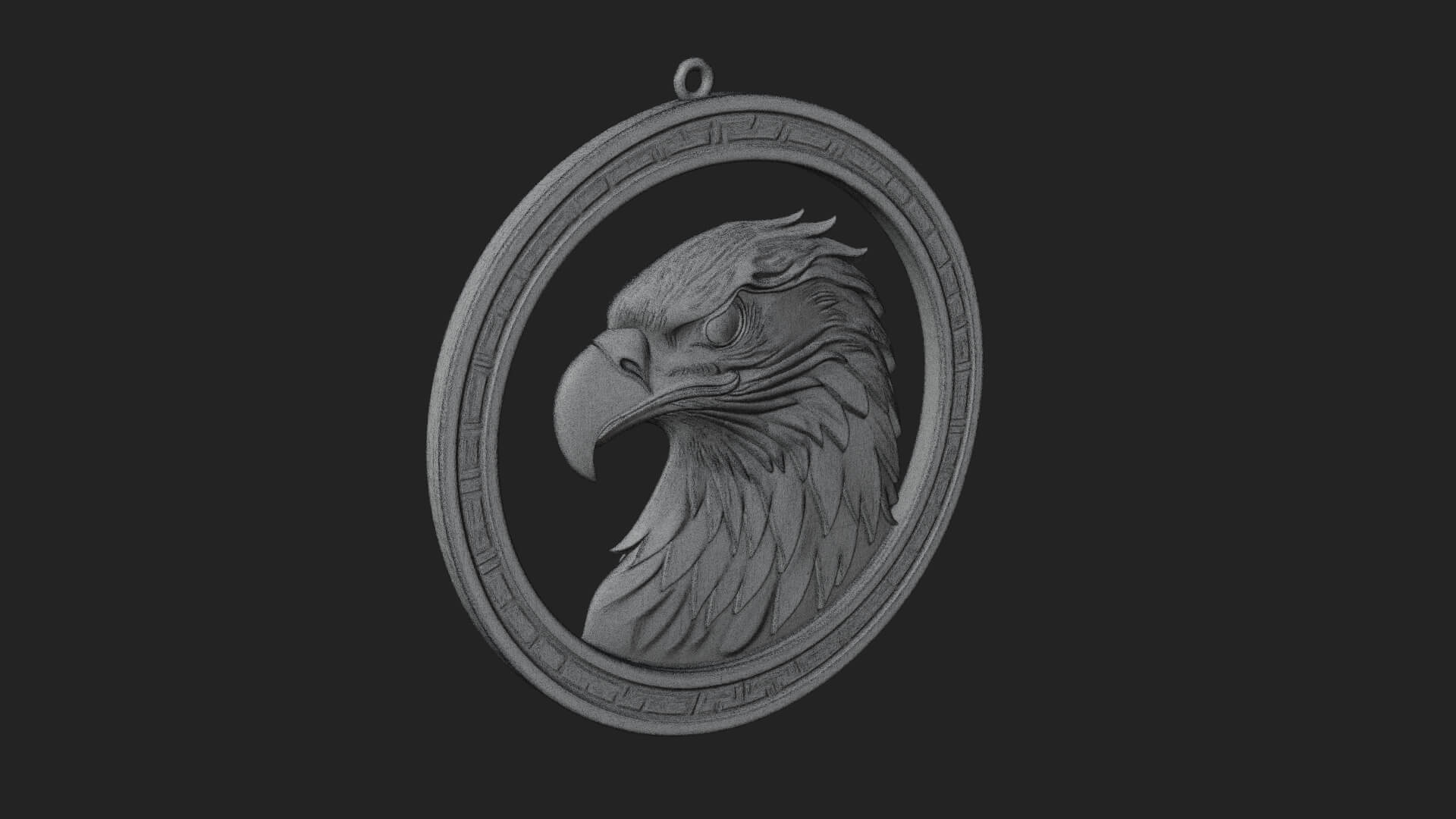 Eagle Head Oval Relief Plaque Design 6 3D Print Model 3D Model