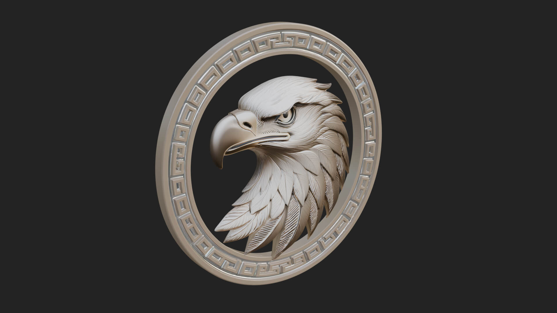 Eagle Head Oval Relief Plaque Design 7 3D Print Model 3D Model