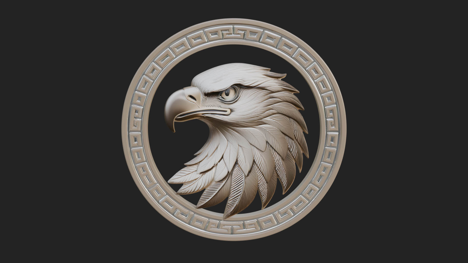 Eagle Head Oval Relief Plaque Design 7 3D Print Model 3D Model
