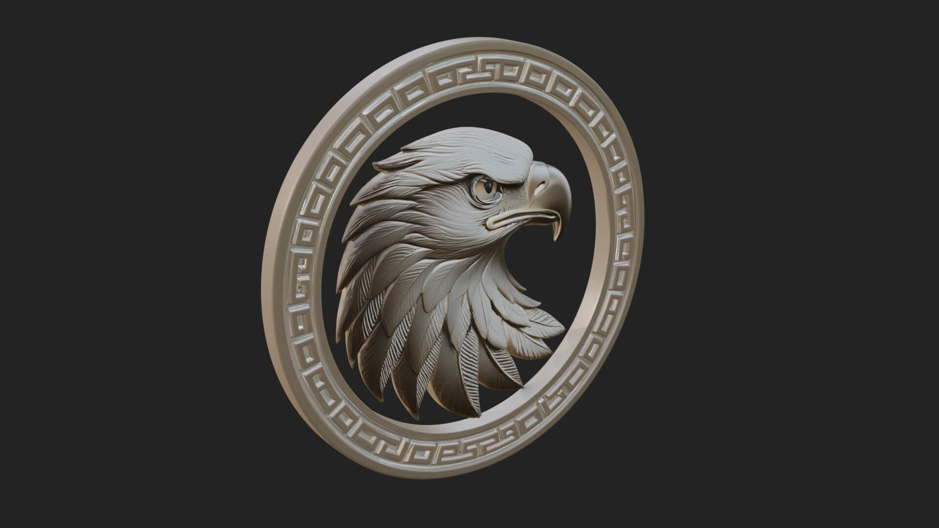 Eagle Head Oval Relief Plaque Design 7 3D Print Model 3D Model