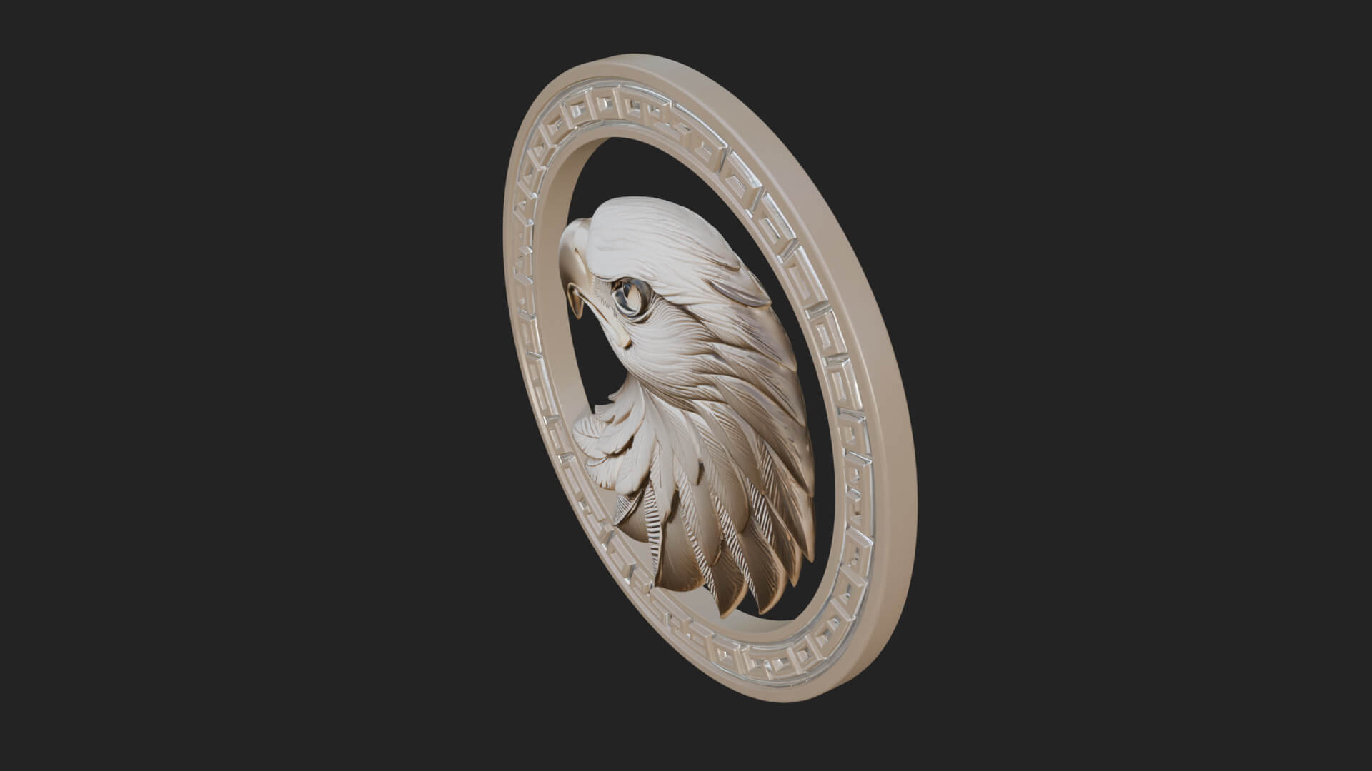 Eagle Head Oval Relief Plaque Design 7 3D Print Model 3D Model