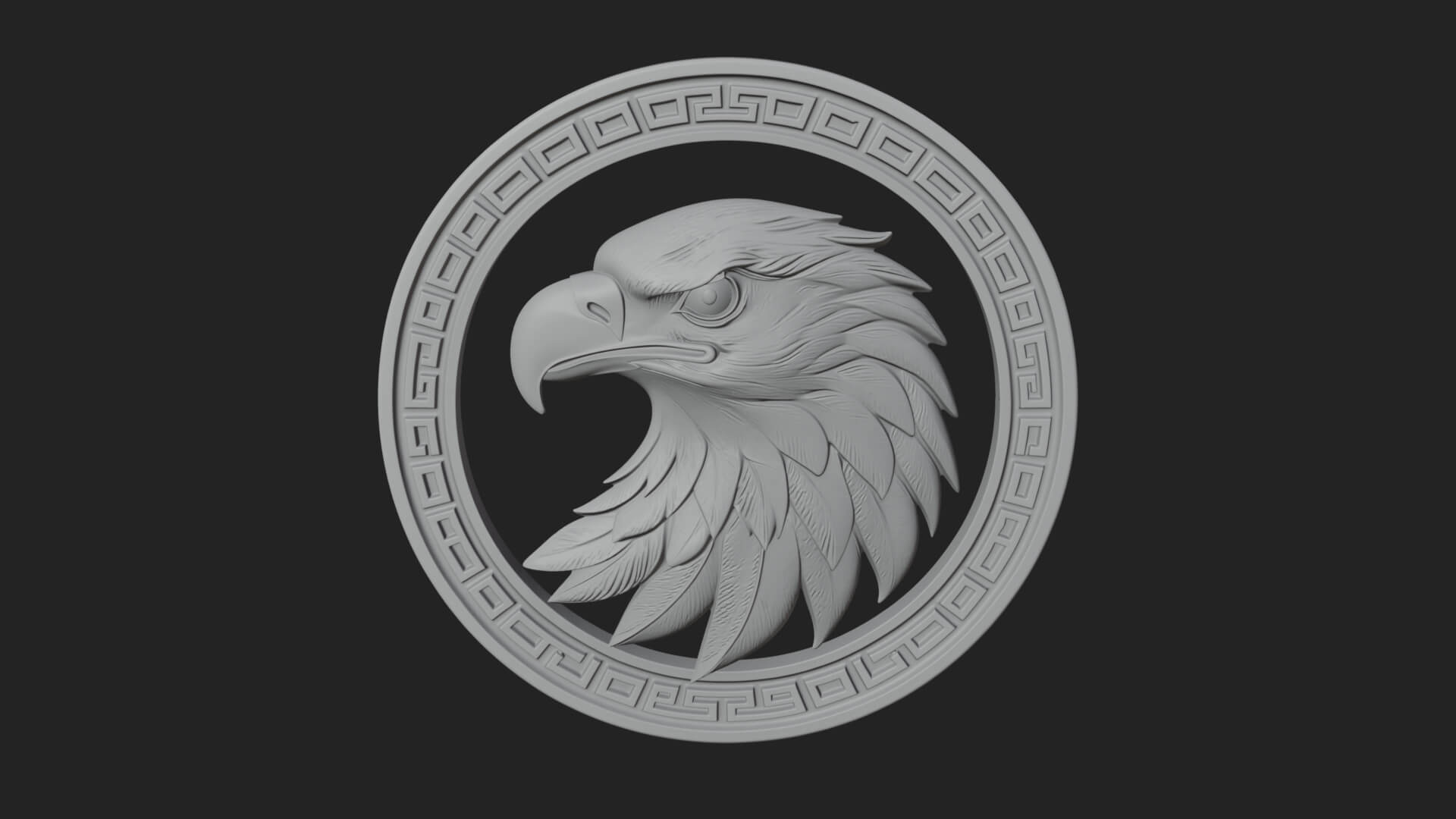 Eagle Head Oval Relief Plaque Design 7 3D Print Model 3D Model