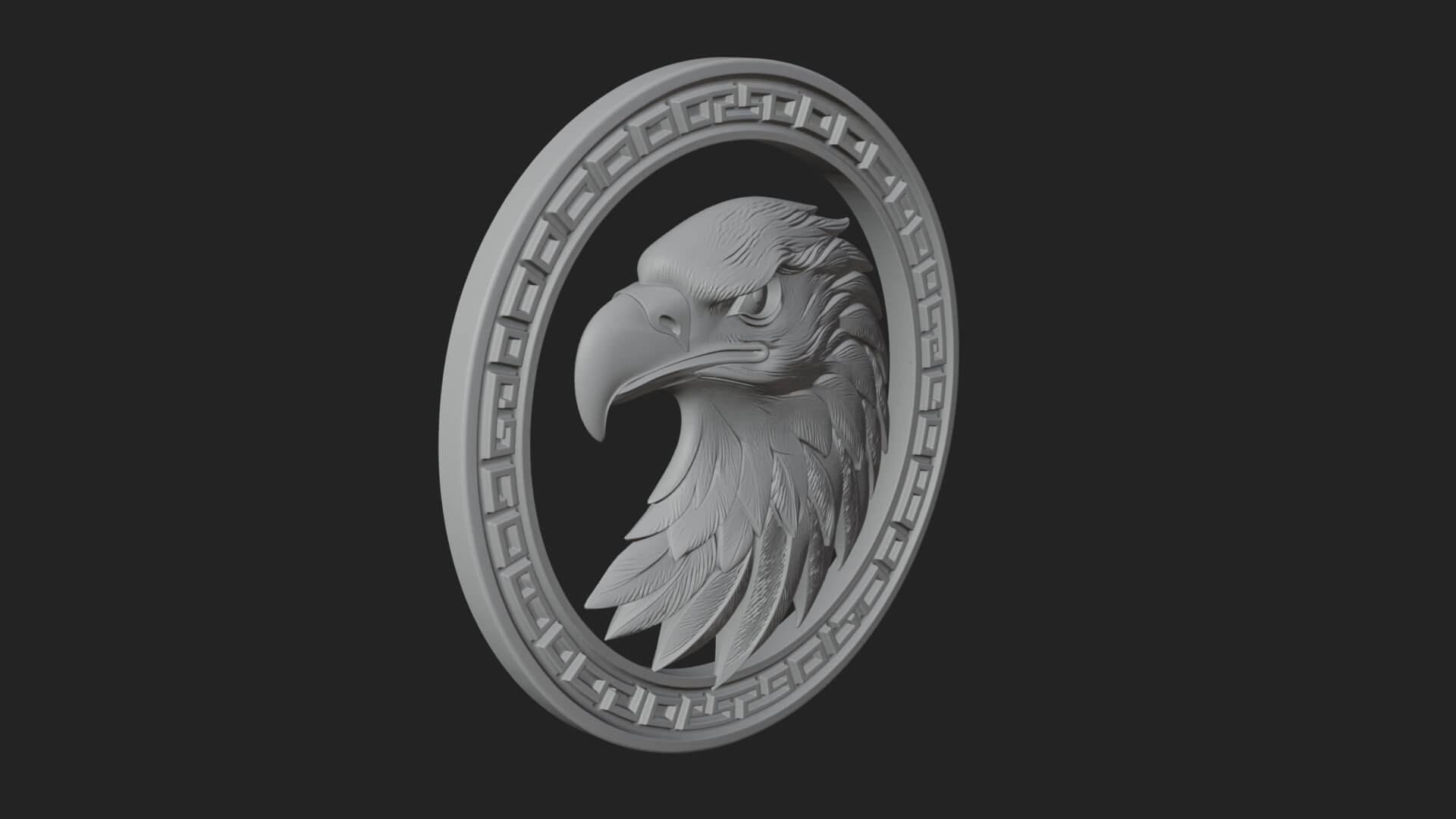 Eagle Head Oval Relief Plaque Design 7 3D Print Model 3D Model