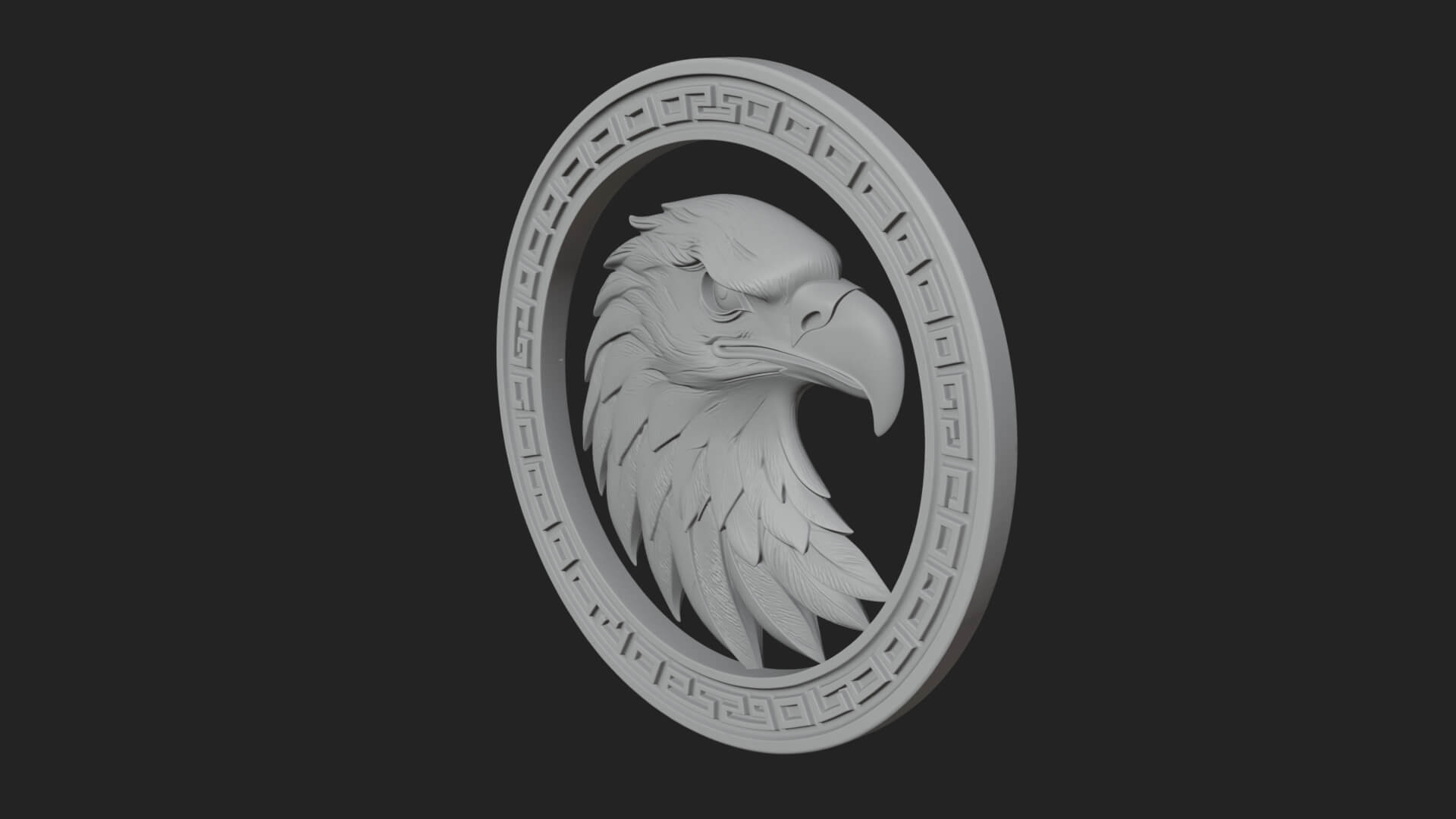 Eagle Head Oval Relief Plaque Design 7 3D Print Model 3D Model