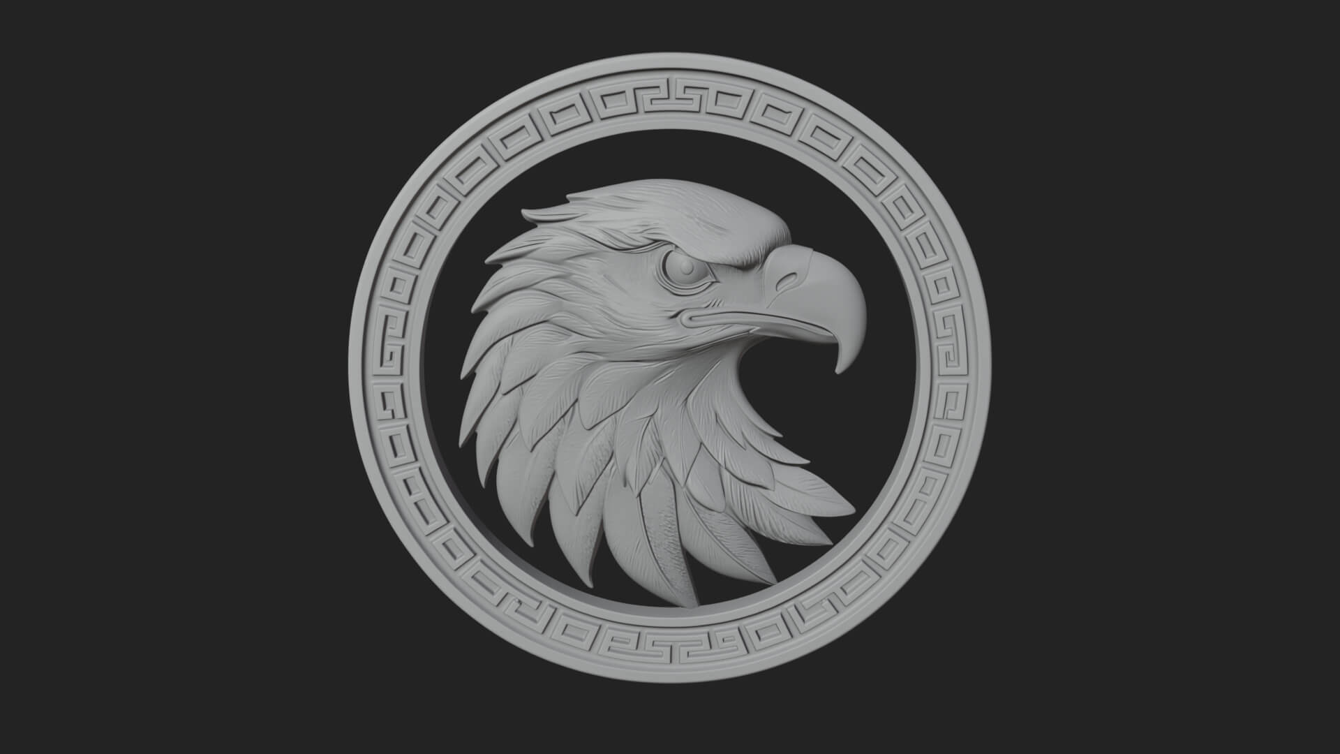 Eagle Head Oval Relief Plaque Design 7 3D Print Model 3D Model
