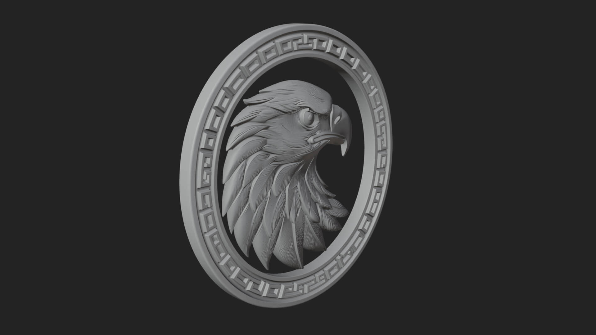 Eagle Head Oval Relief Plaque Design 7 3D Print Model 3D Model