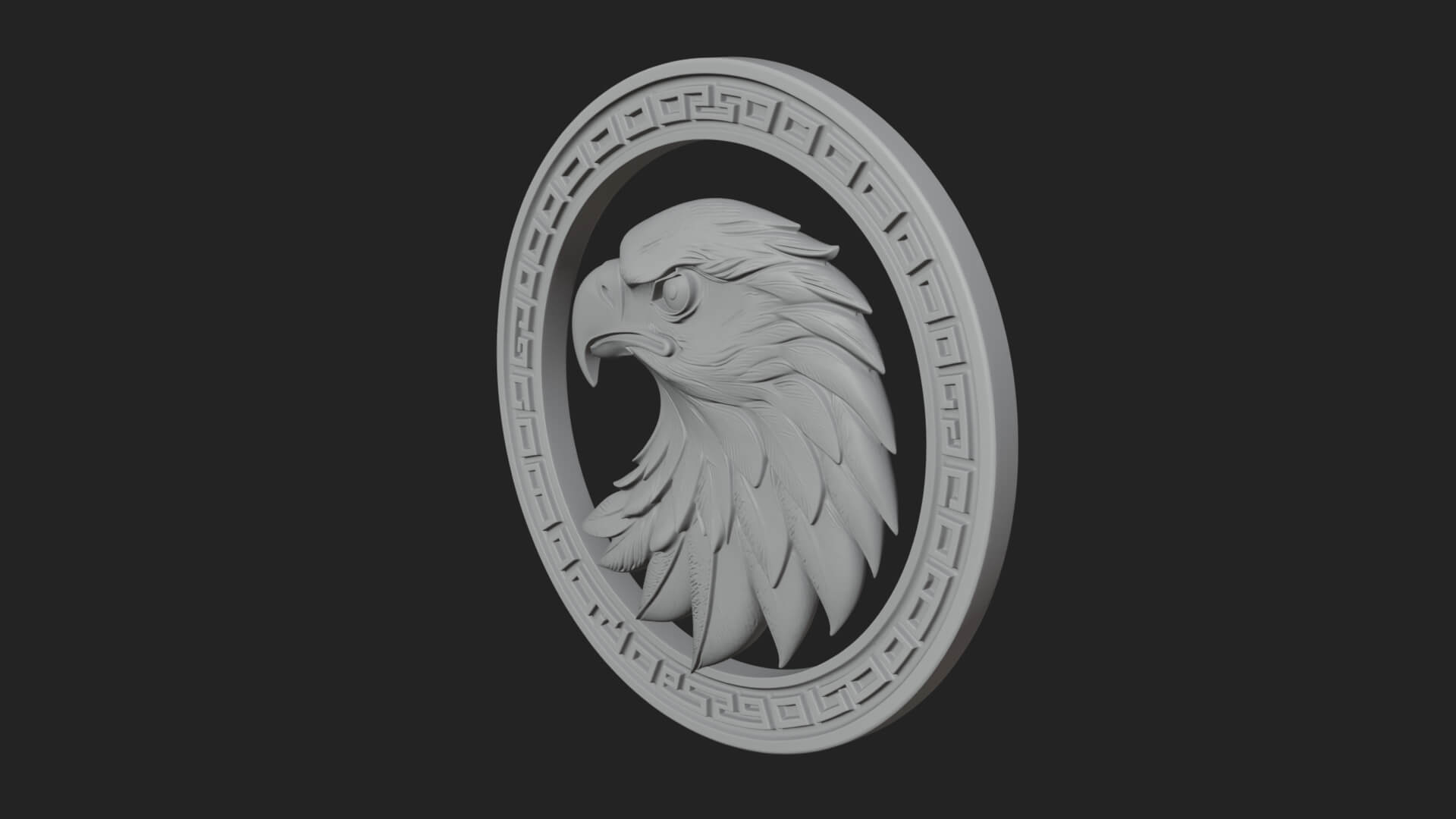 Eagle Head Oval Relief Plaque Design 7 3D Print Model 3D Model