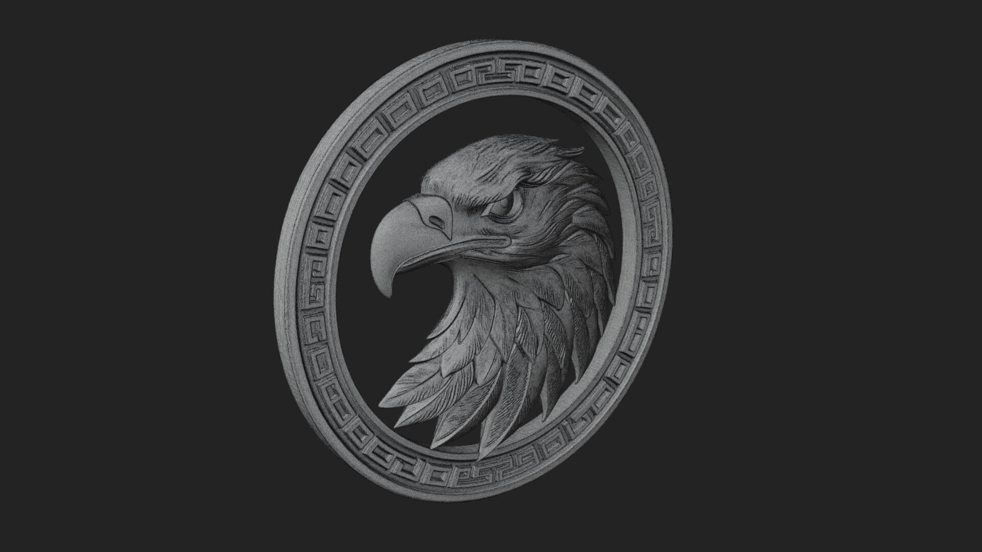 Eagle Head Oval Relief Plaque Design 7 3D Print Model 3D Model