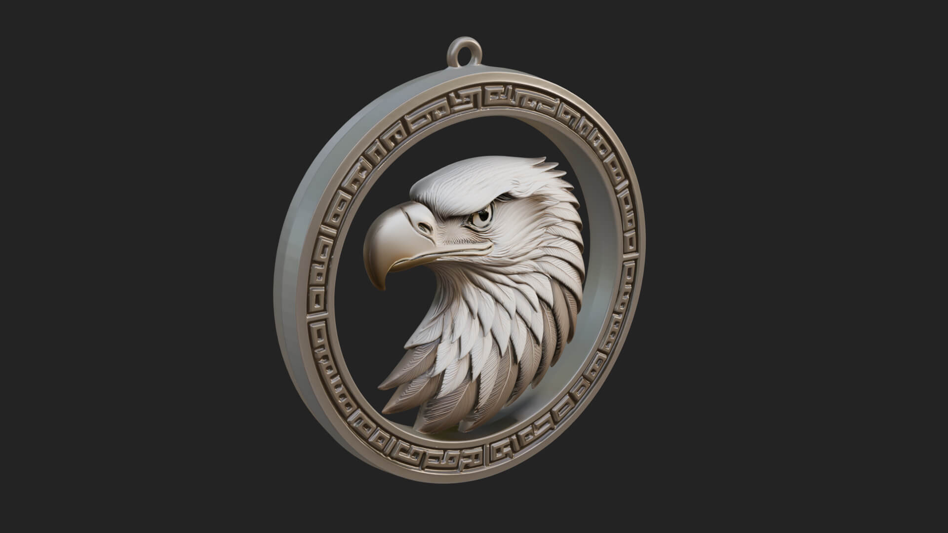 Eagle Head Oval Relief Plaque Design 8 3D Print Model 3D Model