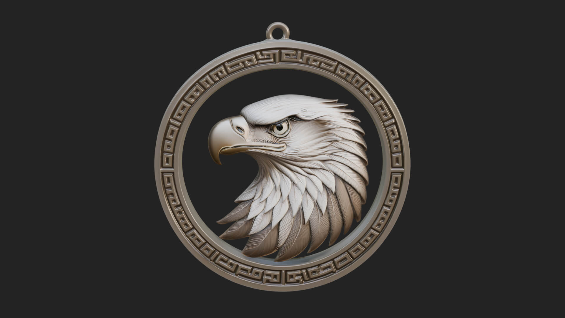 Eagle Head Oval Relief Plaque Design 8 3D Print Model 3D Model