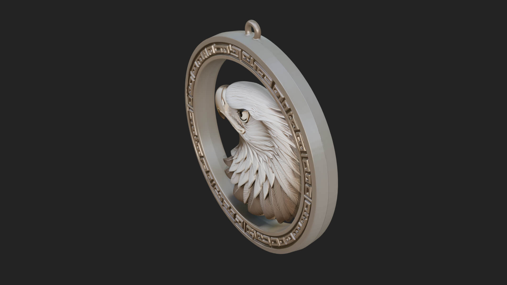Eagle Head Oval Relief Plaque Design 8 3D Print Model 3D Model