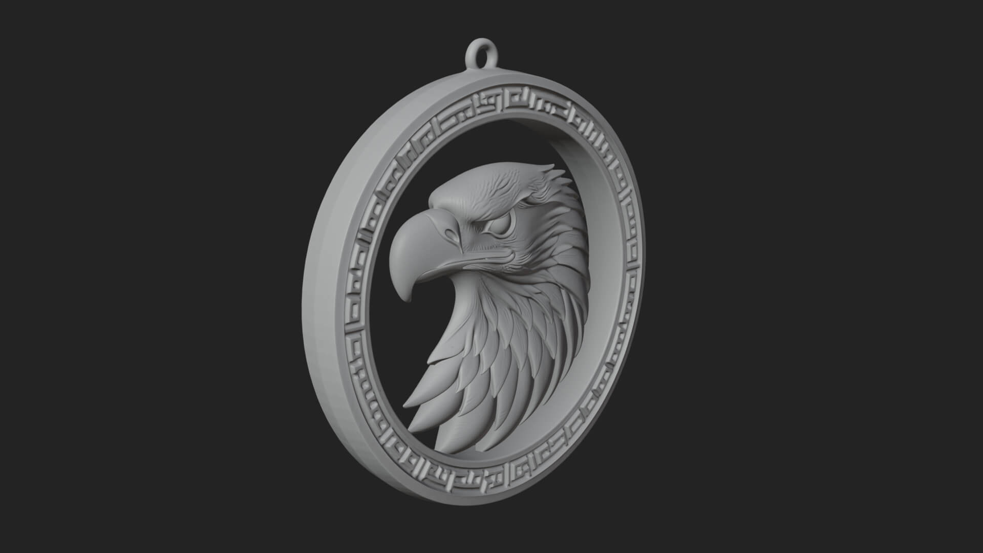 Eagle Head Oval Relief Plaque Design 8 3D Print Model 3D Model