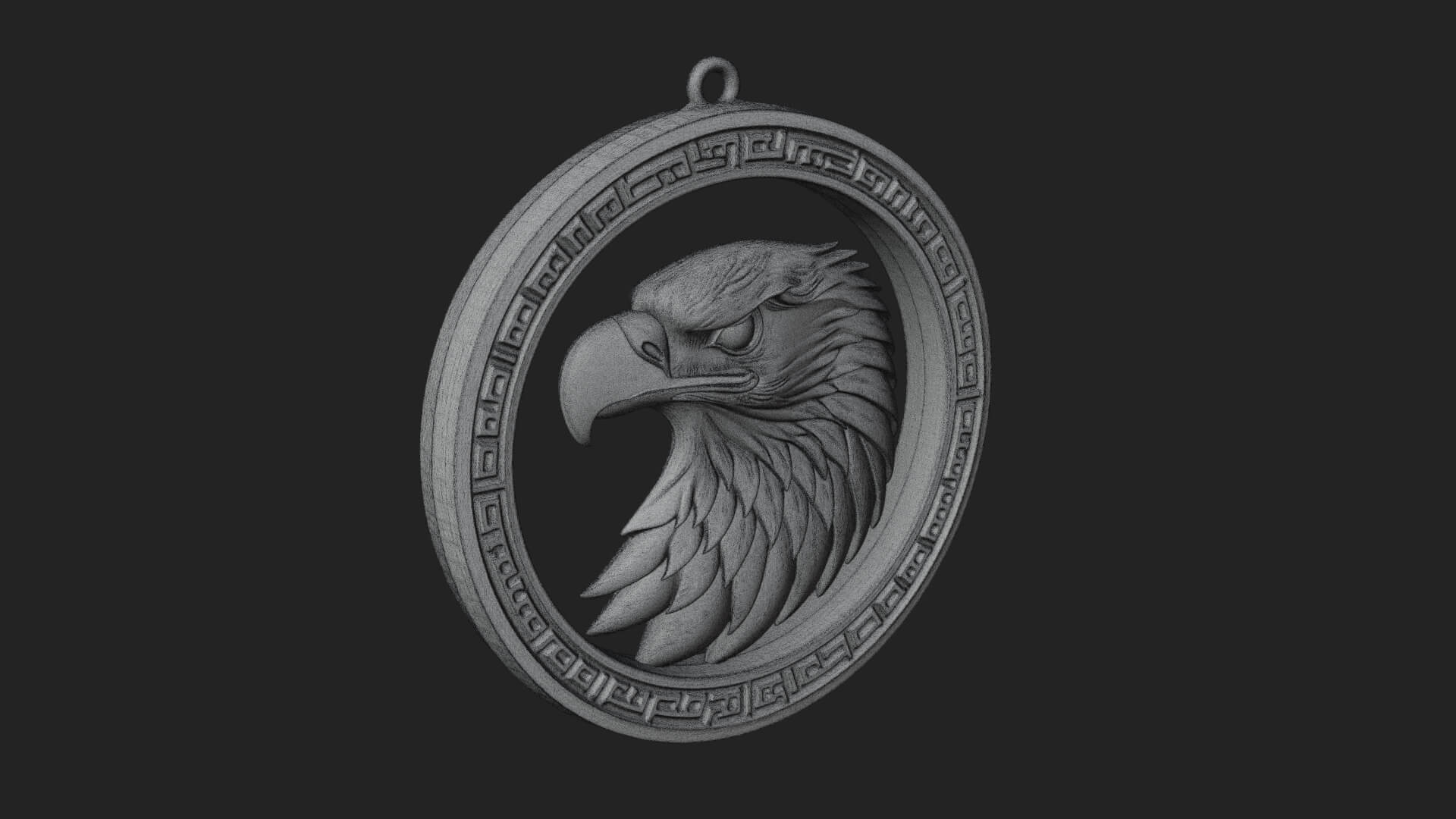 Eagle Head Oval Relief Plaque Design 8 3D Print Model 3D Model