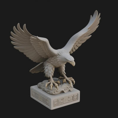 Eagle on Pedestal Statue Design 4 3D Print Model