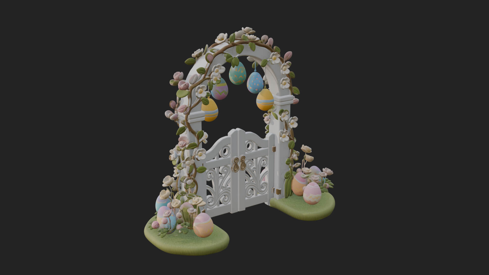 Easter Blossom Garden Gate Design 1 3D Print Model 3D Model