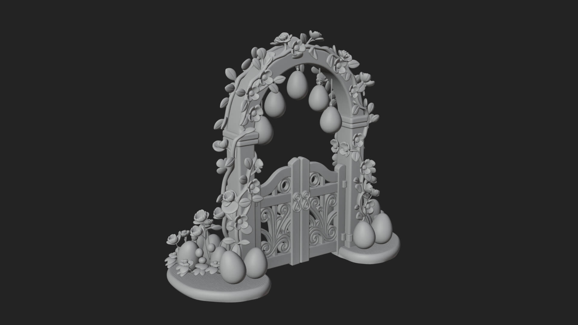 Easter Blossom Garden Gate Design 1 3D Print Model 3D Model