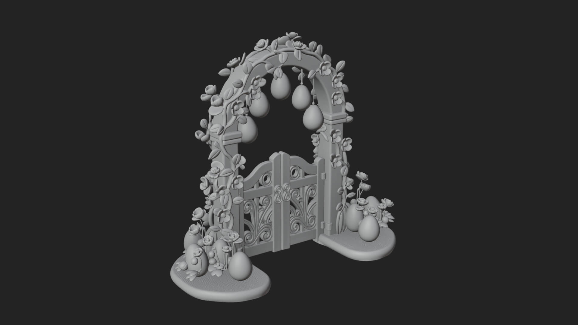 Easter Blossom Garden Gate Design 1 3D Print Model 3D Model