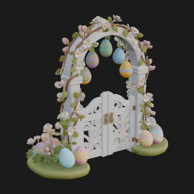 Easter Blossom Garden Gate Design 1 3D Print Model