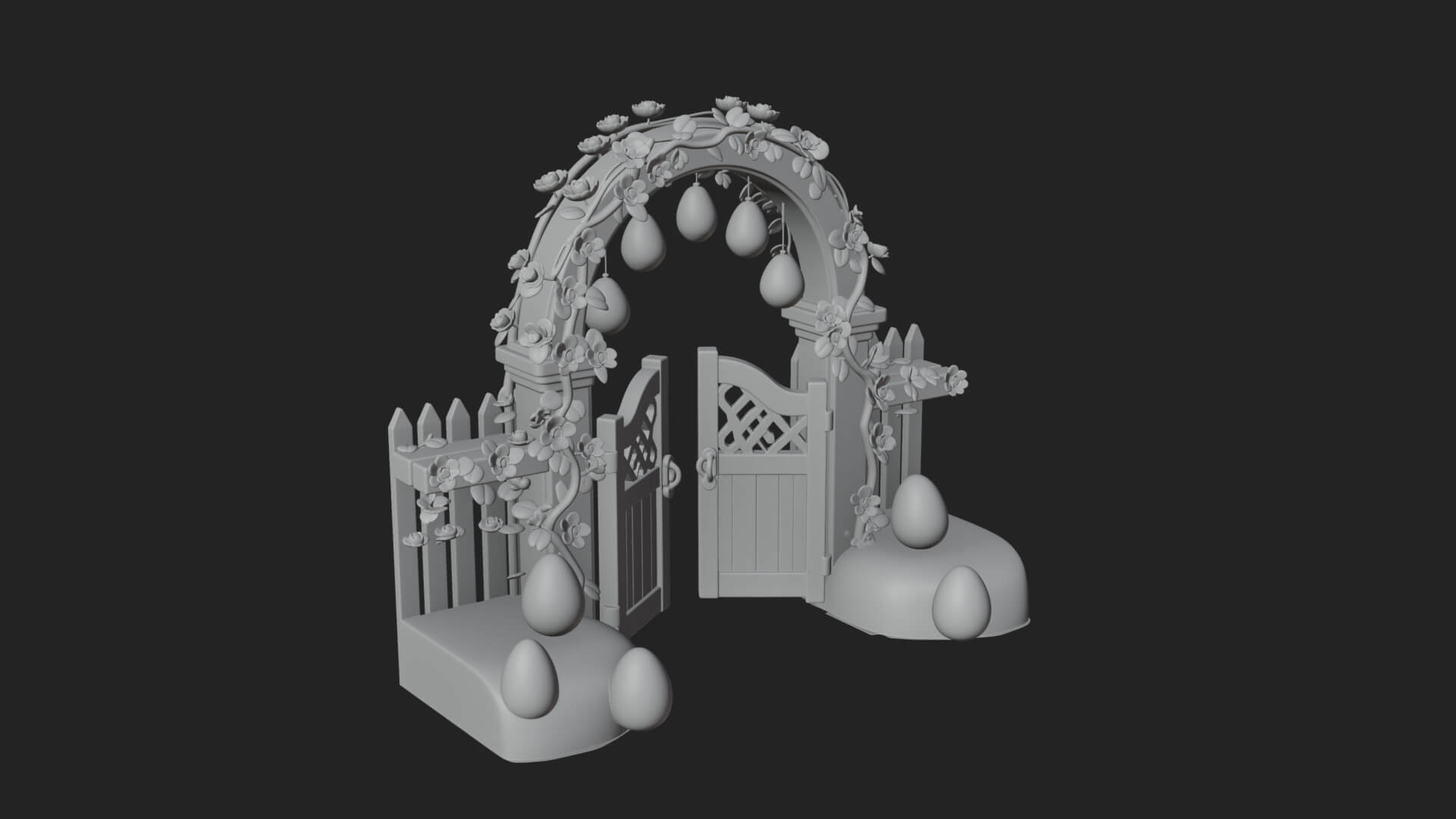 Easter Blossom Garden Gate Design 2 3D Print Model 3D Model