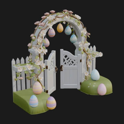 Easter Blossom Garden Gate Design 2 3D Print Model
