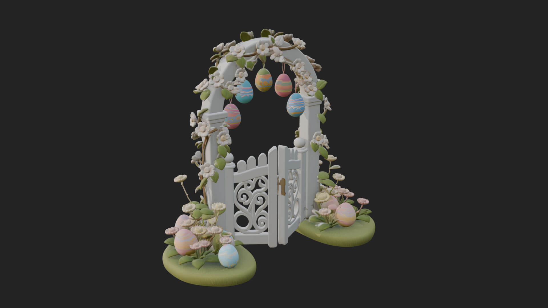 Easter Blossom Garden Gate Design 3 3D Print Model 3D Model