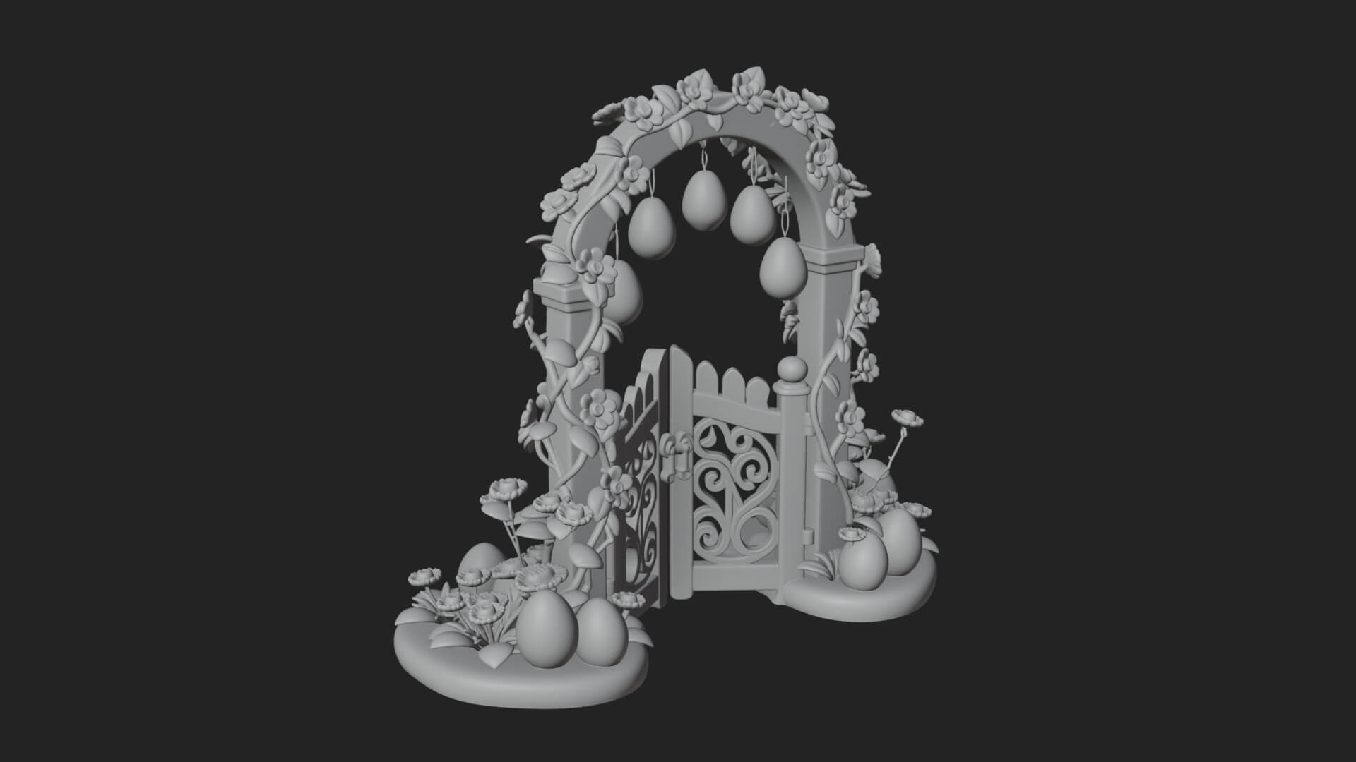 Easter Blossom Garden Gate Design 3 3D Print Model 3D Model