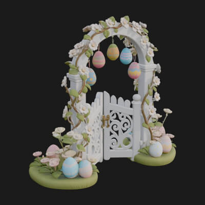 Easter Blossom Garden Gate Design 3 3D Print Model