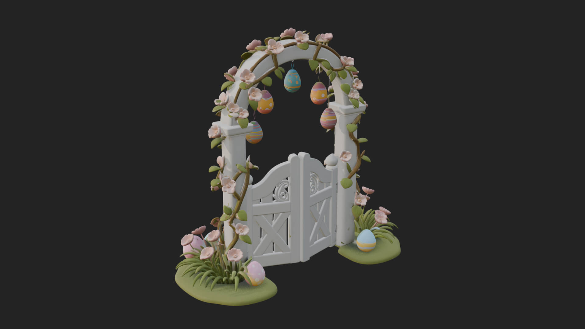 Easter Blossom Garden Gate Design 4 3D Print Model 3D Model