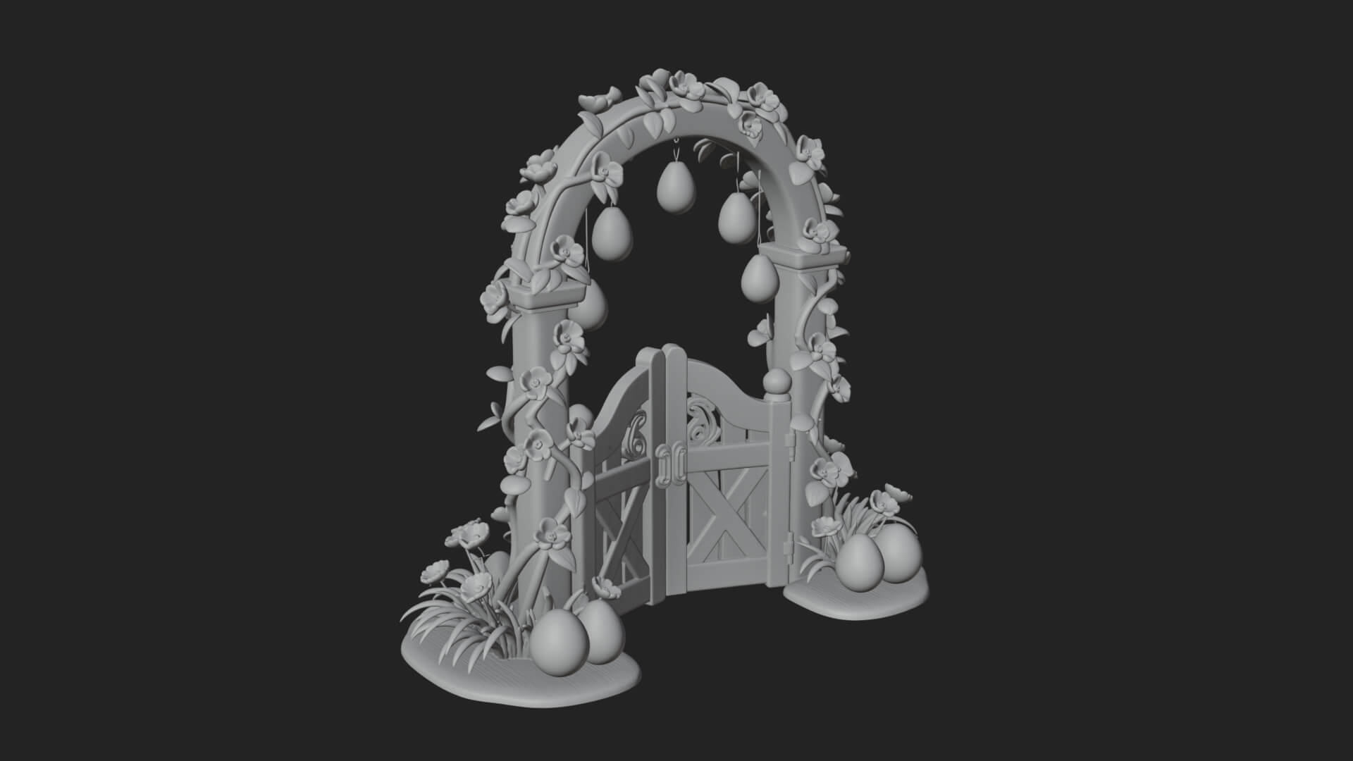 Easter Blossom Garden Gate Design 4 3D Print Model 3D Model