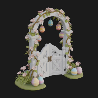 Easter Blossom Garden Gate Design 4 3D Print Model