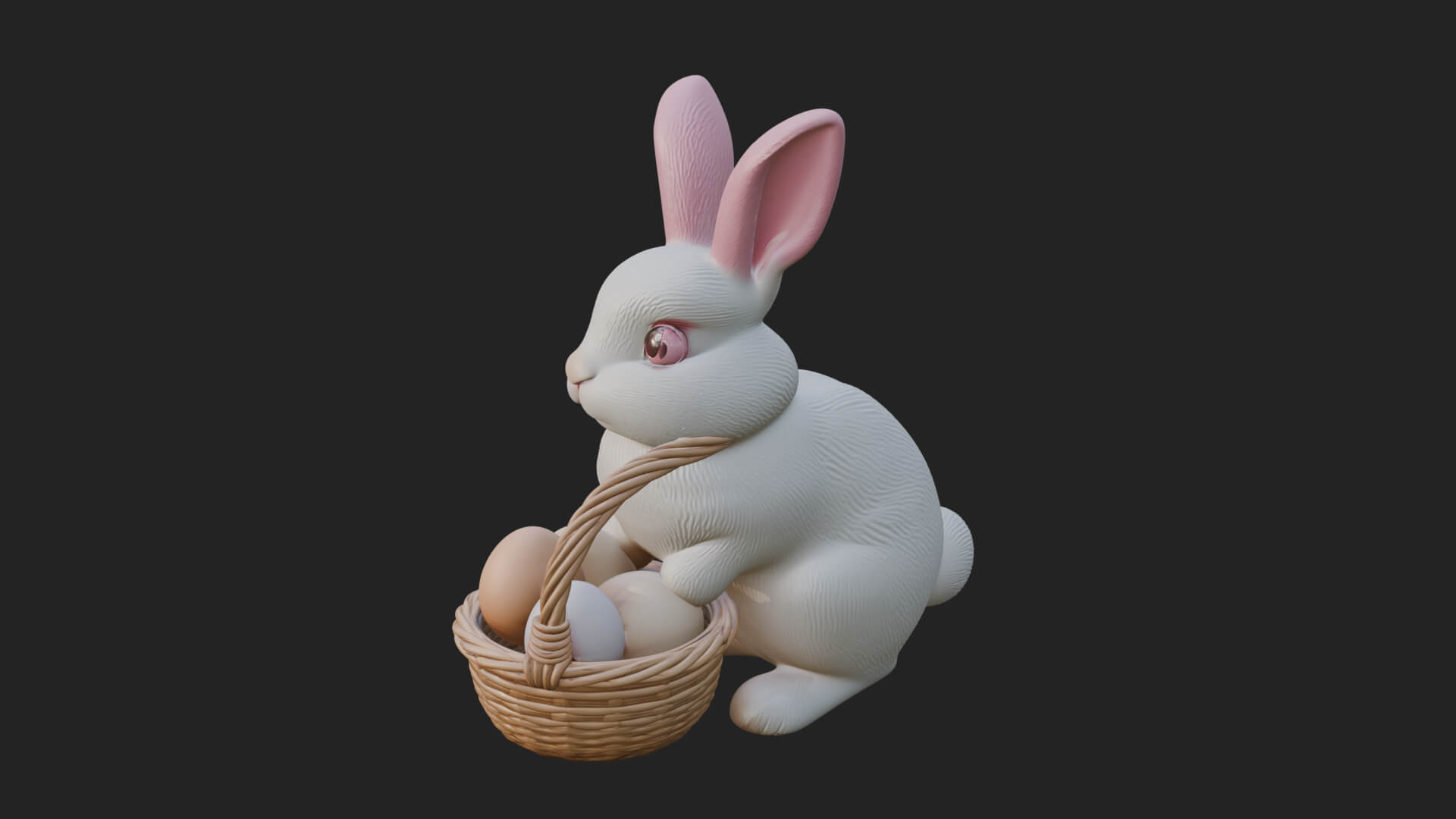 Easter Bunny with Basket Statue Design 5 3D Print Model 3D Model